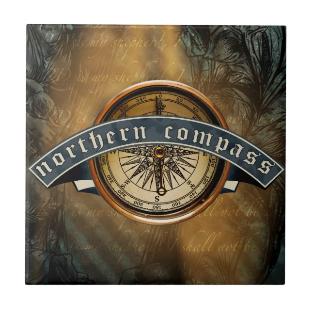 Azulejo De Cerámica Tile cerámico de la brújula norte (Frente)