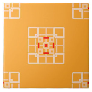 Azulejo De Cerámica Tile cerámico- Peach y Red sobre el patrón Naranja
