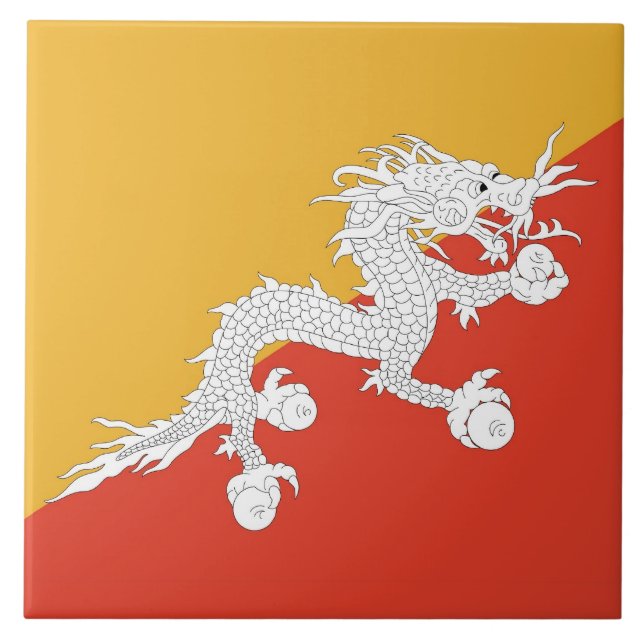 Azulejo De Cerámica Tile de bandera de Bután (Frente)