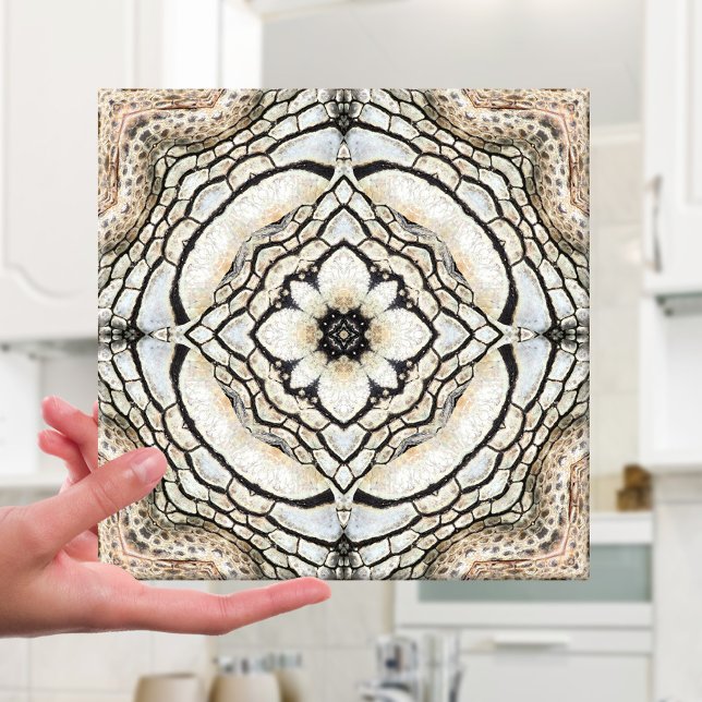 Azulejo De Cerámica Tile de cerámica de abstracto geométrico inspirado (Abstract Roman inspired Italian geometric tile in ivory and earth tones - Mediterranean)