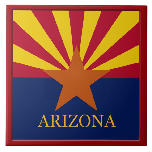 Azulejo De Cerámica Tile de la bandera del estado de Arizona (Frente)