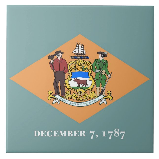 Azulejo De Cerámica Tile de la bandera del estado de Delaware (Frente)