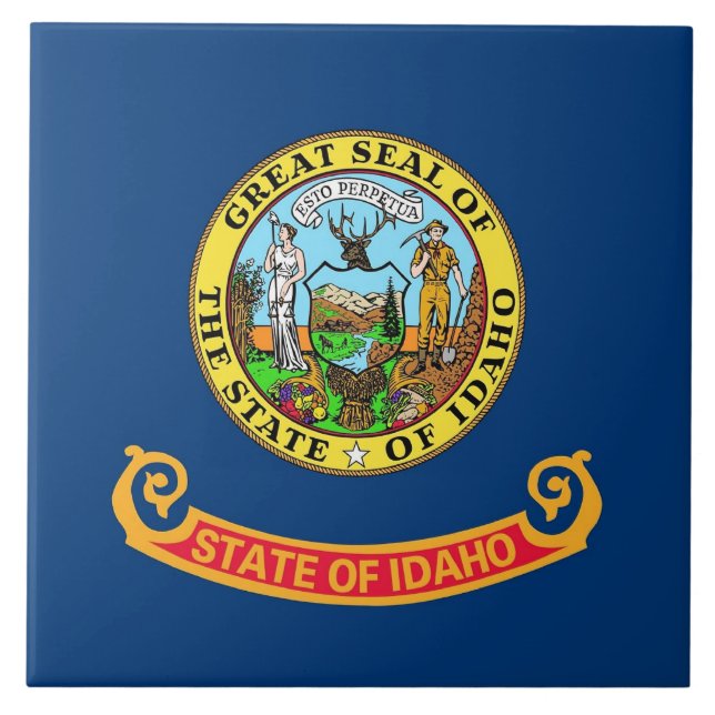 Azulejo De Cerámica Tile De La Bandera Del Estado De Idaho (Frente)