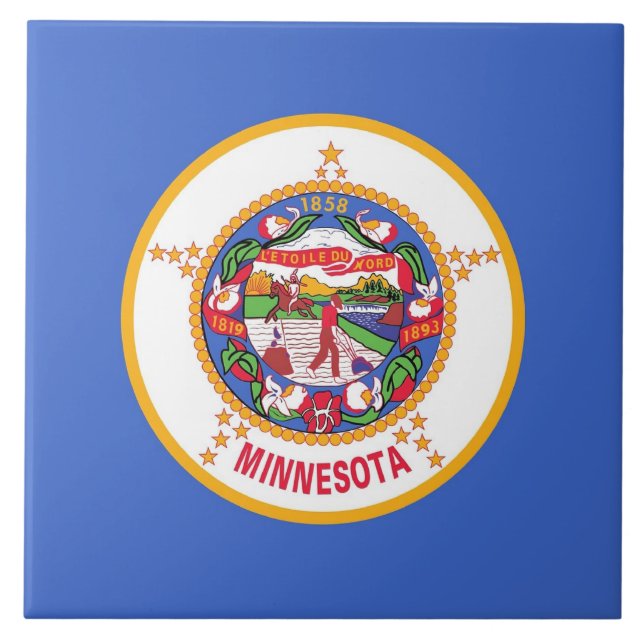 Azulejo De Cerámica Tile de la bandera del estado de Minnesota (Frente)