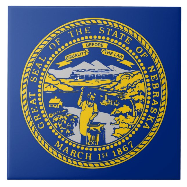 Azulejo De Cerámica Tile de la bandera del estado de Nebraska (Frente)