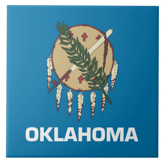 Azulejo De Cerámica Tile de la bandera del estado de Oklahoma (Frente)