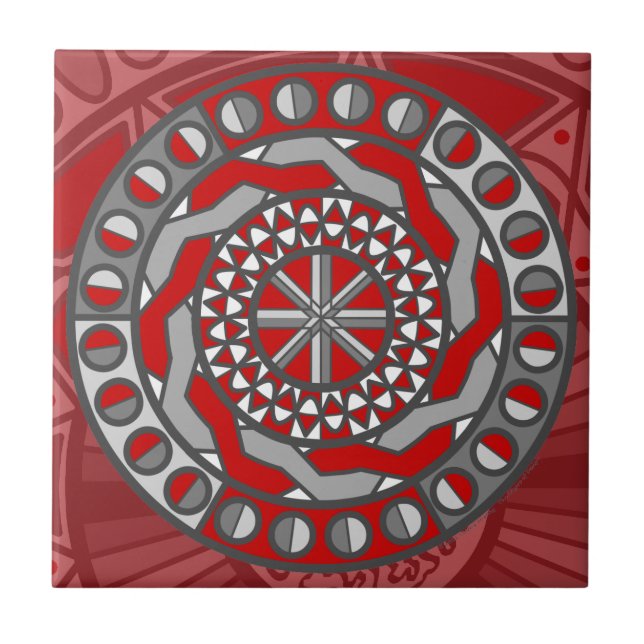 Azulejo De Cerámica Tile de Máquinas Rojas (Frente)