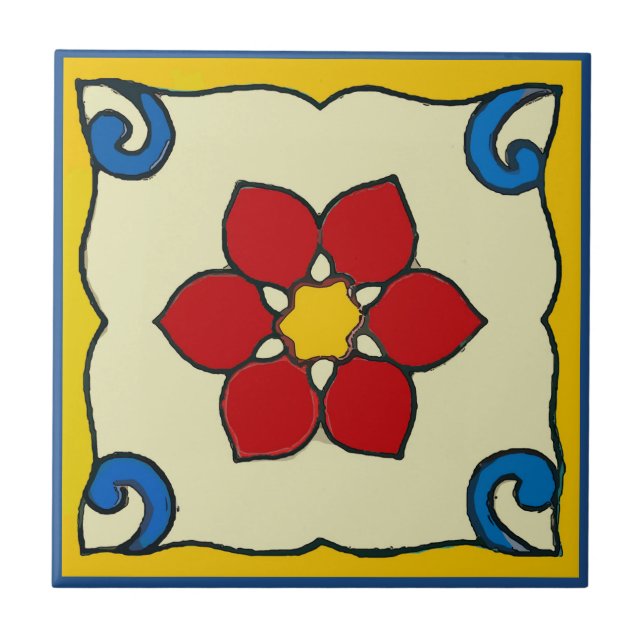 Azulejo De Cerámica Tile de Poinsettia mexicana (Frente)