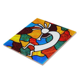 Azulejo De Cerámica Tile De Vidrio Manchado De Kokopelli