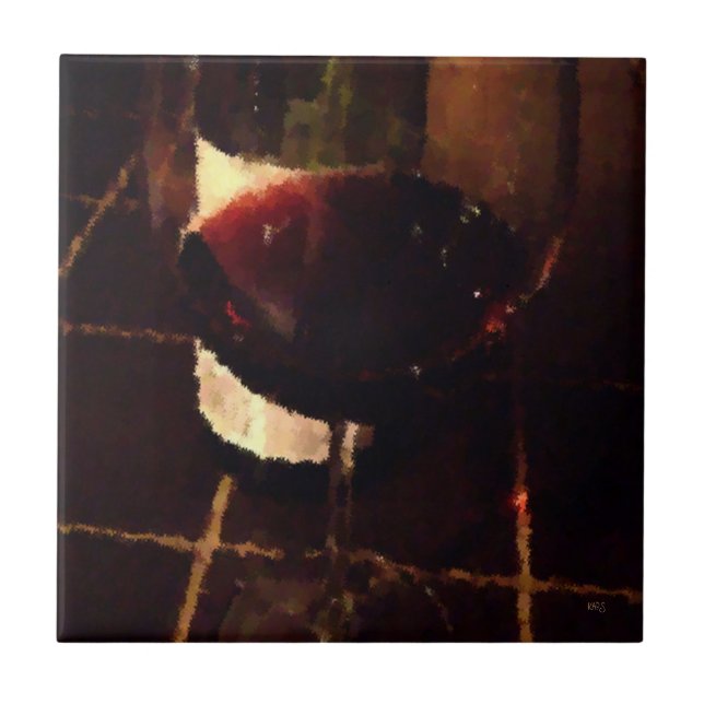 Azulejo De Cerámica Tile De Vino Rojo (Frente)