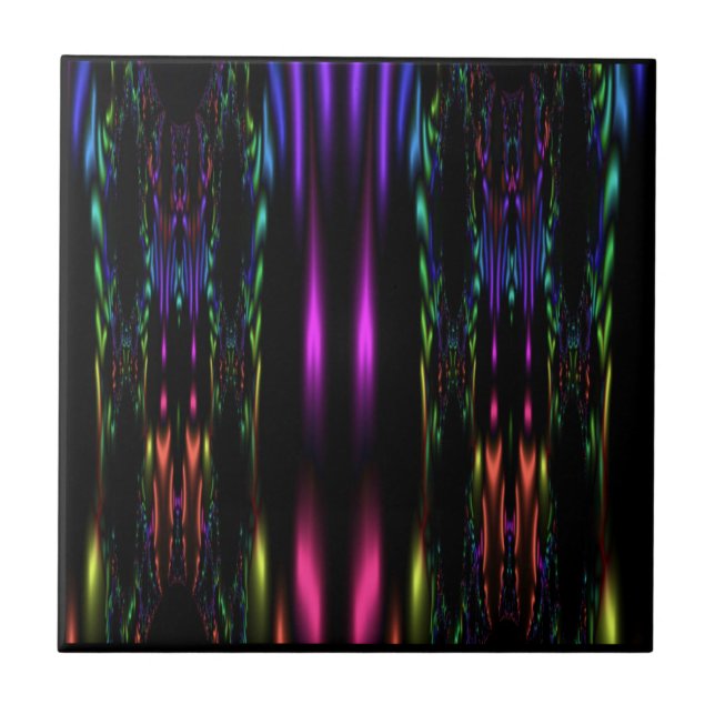 Azulejo De Cerámica Tile Fractal negro (Frente)