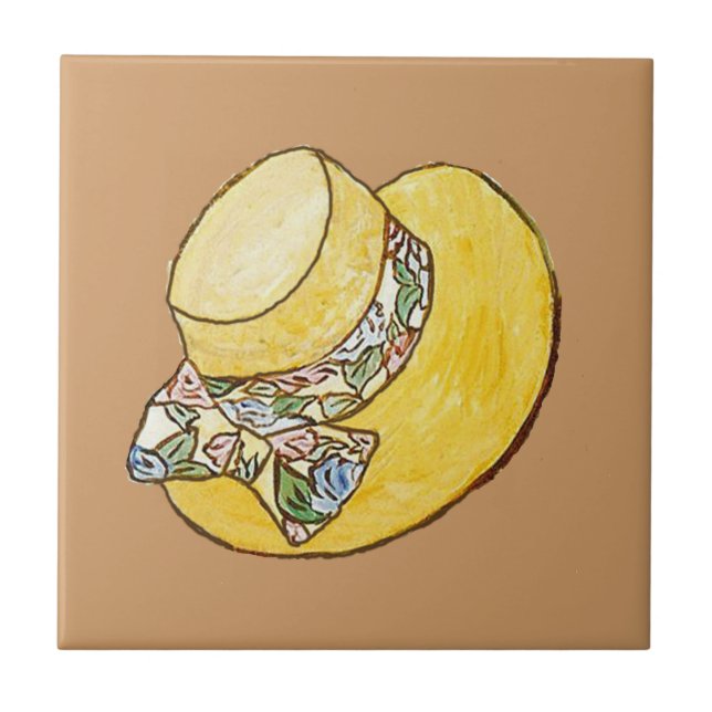 Azulejo De Cerámica Tile Gorra de paja (Frente)