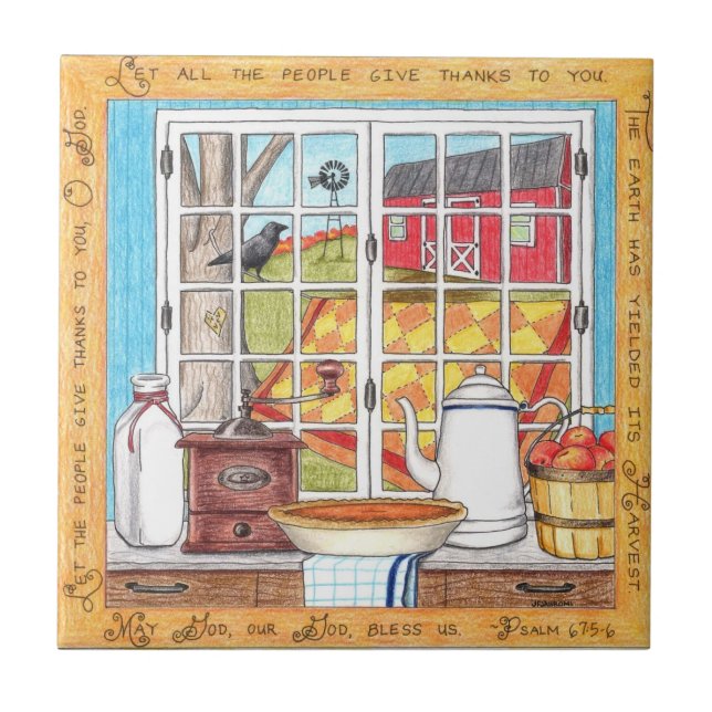 Azulejo De Cerámica Tile Inspirador de la casa de cosecha (Frente)
