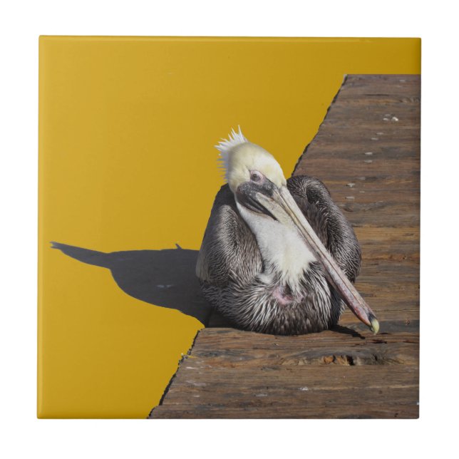 Azulejo De Cerámica Tile - Pelican en el paseo marítimo (Frente)