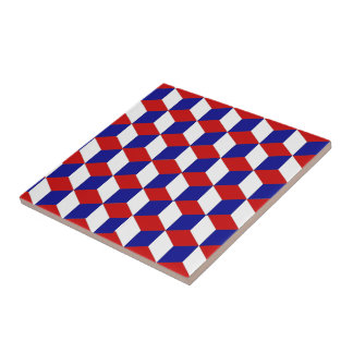 Azulejo De Cerámica Tile - Rojo, blanco, bloques azules