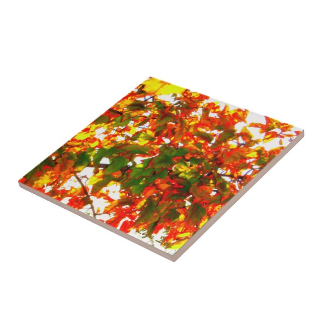 Azulejo De Cerámica Tile/Trivet 'Fuego de Otoño' (Lado)