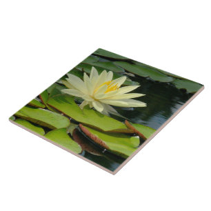 Azulejo De Cerámica Tile / Trivet Yellow Lotus Blossom (Fog)