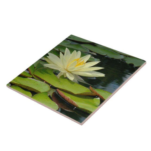 Azulejo De Cerámica Tile / Trivet Yellow Lotus Blossom (Fog) (Lado)