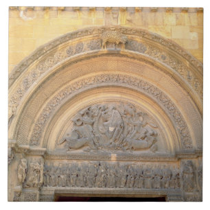 Azulejo De Cerámica Tímpano del pórtico que representa a Cristo en