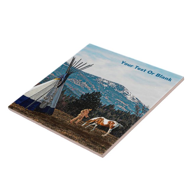Azulejo De Cerámica Tipi - Campamento de Invierno (Lado)