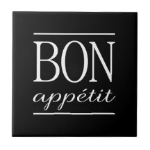 Tipografía de cita de cocina en blanco y negro BON