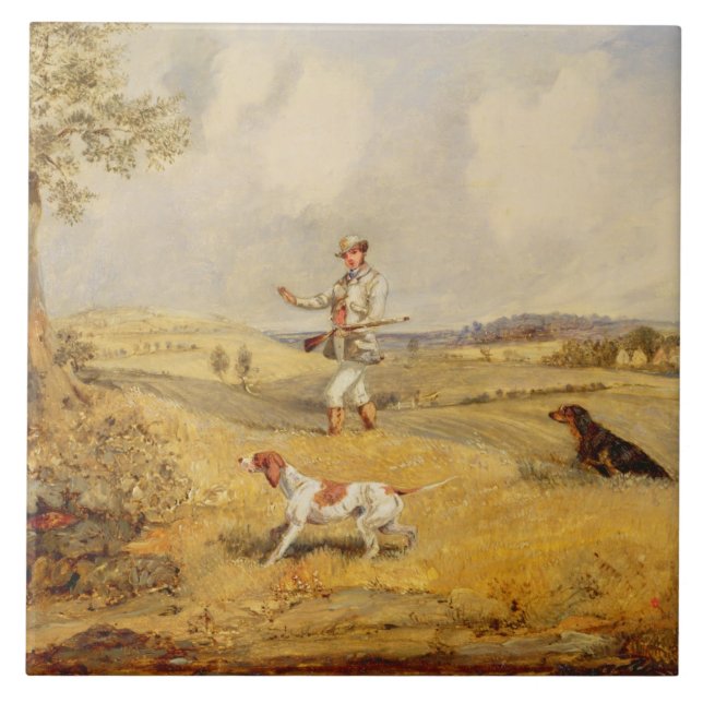 Azulejo De Cerámica Tiroteo de la perdiz (aceite en el panel) (Frente)