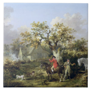 Azulejo De Cerámica Tiroteo de la perdiz (aceite en lona)