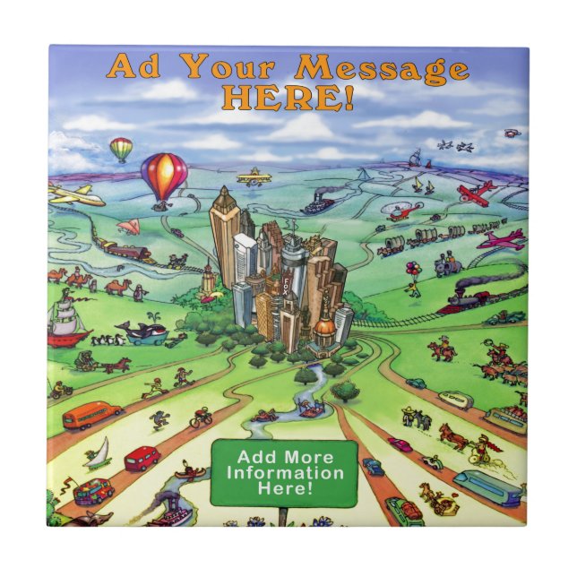 Azulejo De Cerámica Todas las carreteras conducen a Atlanta Georgia (Frente)