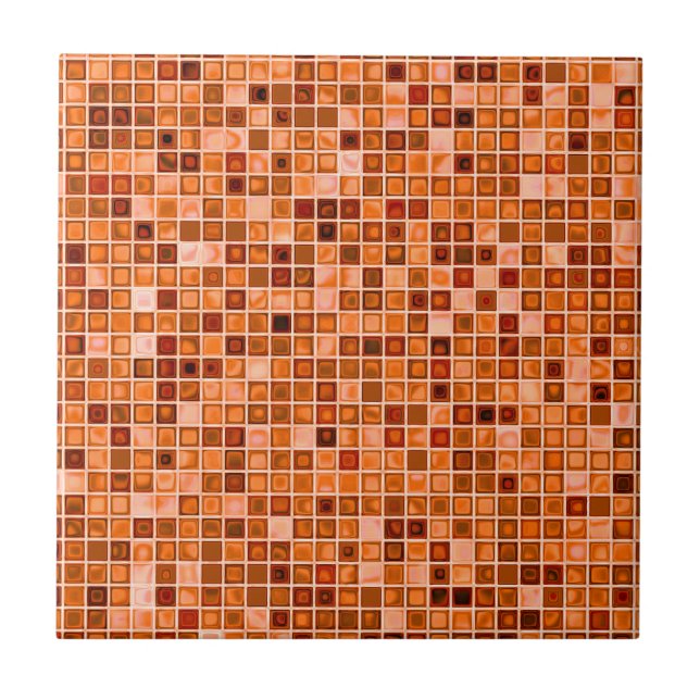 Azulejo De Cerámica Tonos De Cobre Tan Patrón De Mosaico 'Agudo' (Frente)