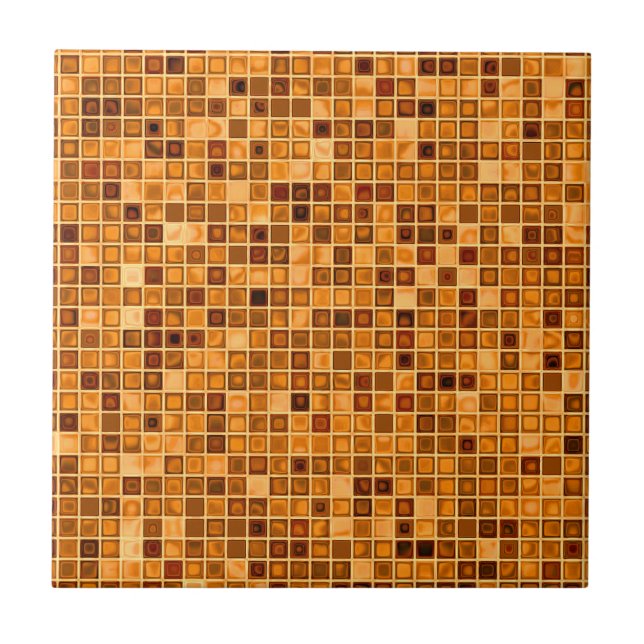Azulejo De Cerámica Tonos De Rust Naranja Patrón De Mosaico 'Aguas' (Frente)