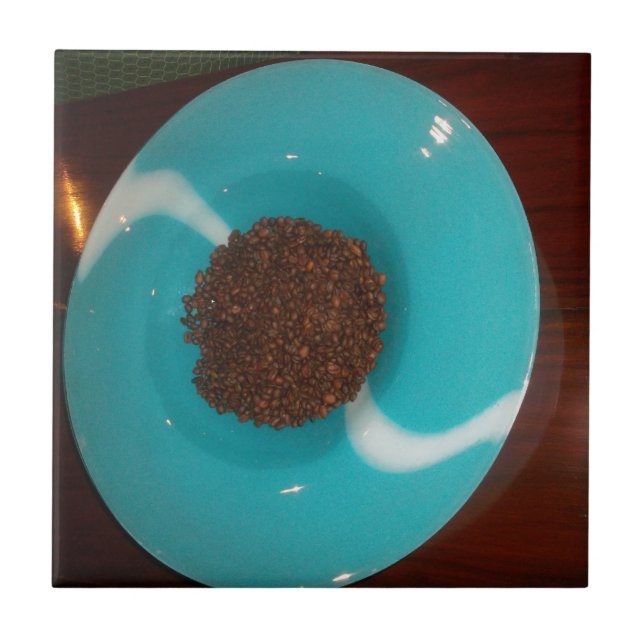 Azulejo De Cerámica Toque del mar: Un cuenco cian de café (Frente)