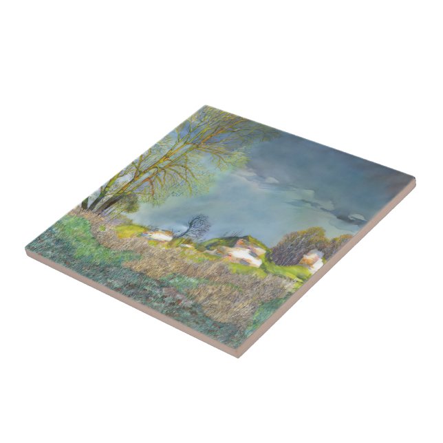 Azulejo De Cerámica Tormenta eléctrica de primavera (Lado)