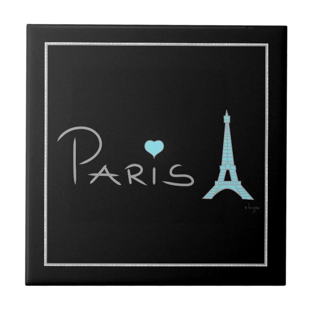 Azulejo De Cerámica Torre Eiffel del Corazón de París (Frente)
