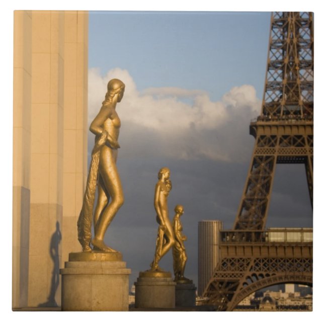 Azulejo De Cerámica Torre Eiffel del Palacio de Chaillot, París, (Frente)