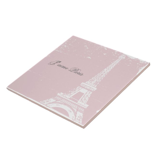Azulejo De Cerámica Torre Eiffel Rosa y Trivet (Lado)