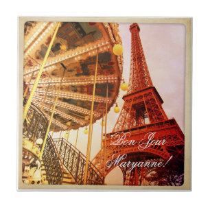 Azulejo De Cerámica Torre Eiffel y Carrousel