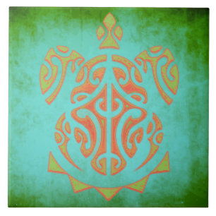 Azulejo De Cerámica Tortuga de mango y limón polinesio