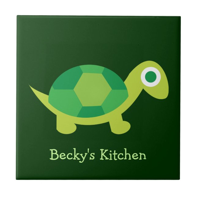 Azulejo De Cerámica Tortuga verde | Trivet Tile (Frente)