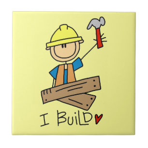 Azulejo De Cerámica Trabajador de Construcción I Construyo Camisetas y