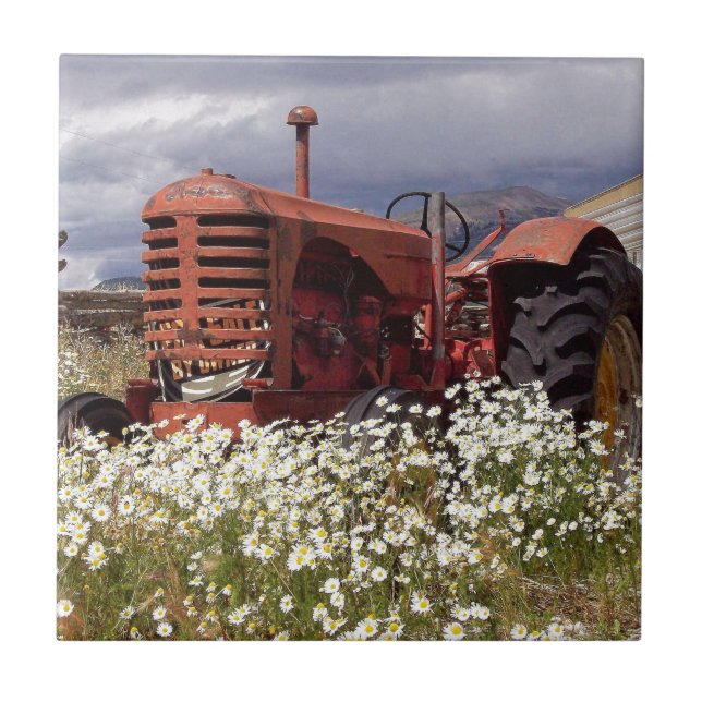 Azulejo De Cerámica TRaCTOR DE VENTAJA ANTIGUA (Frente)