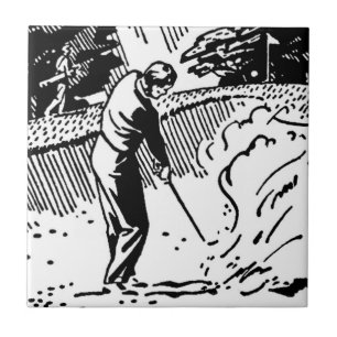 Azulejo De Cerámica Trampa de arena Retro Golfer