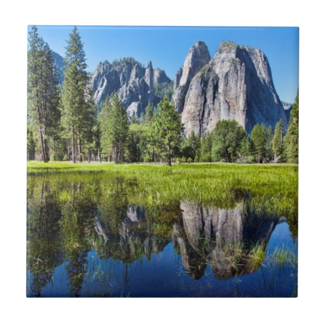 Azulejo De Cerámica Tranquilidad en Yosemite (Frente)