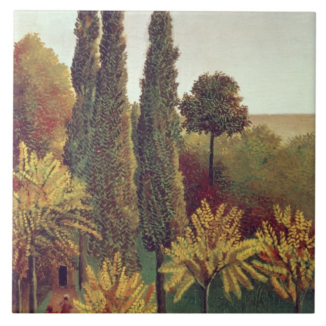 Azulejo De Cerámica Trayectoria en las motas Chaumont Park, París, (Frente)