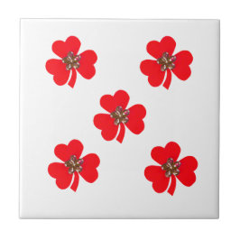 Azulejo De Cerámica Tréboles rojos de primavera para la cocina
