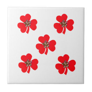 Azulejo De Cerámica Tréboles rojos de primavera para la cocina
