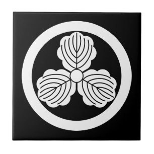 Azulejo De Cerámica Tres hojas de roble (1) en círculo