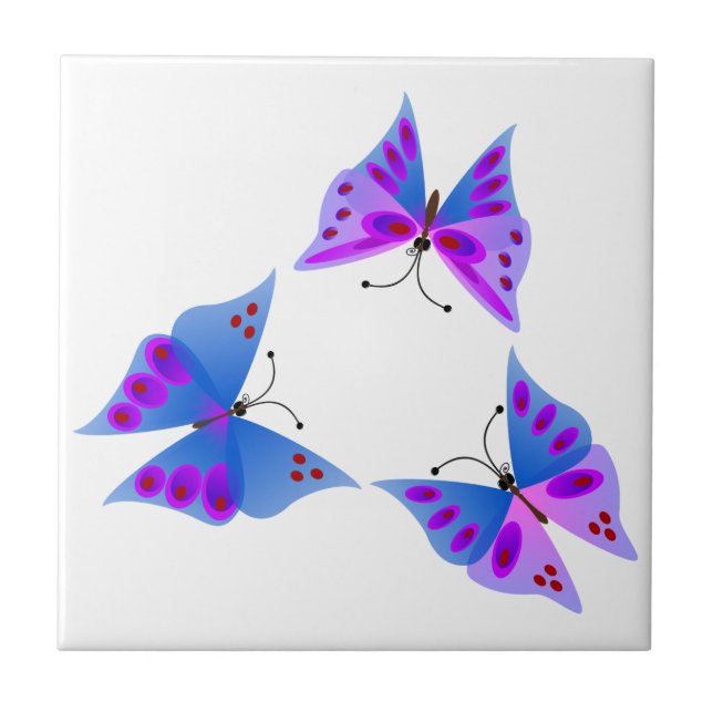 Azulejo De Cerámica Tres mariposas (Frente)