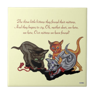 Azulejo De Cerámica Tres Pequeños Gatitos