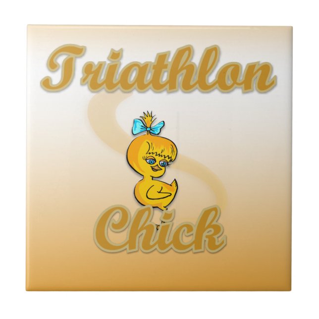 Azulejo De Cerámica Triathlon Chick (Frente)