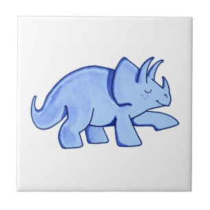 Azulejo De Cerámica Triceratops azul